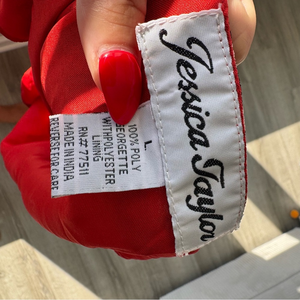 Red Leaf Print Slip Dress - Picture 5 of 5